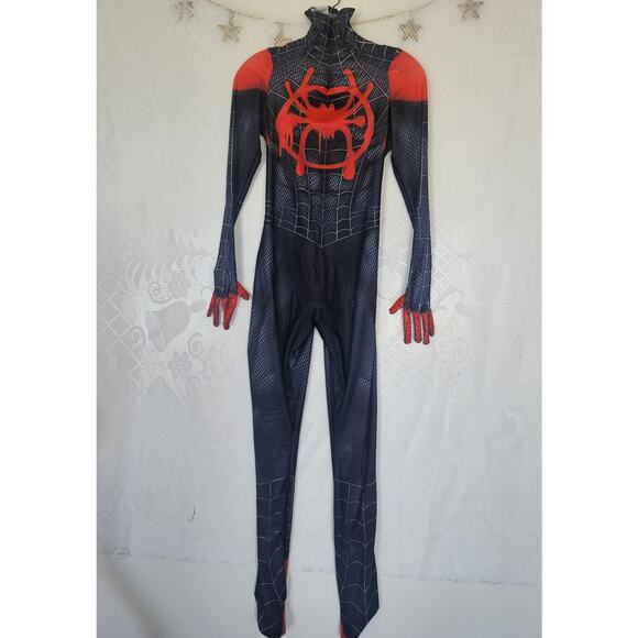 Cosplay Youth Small Miles Morales Spiderman Costume Jumpsuit Bodysuit Halloween - Picture 1 of 14